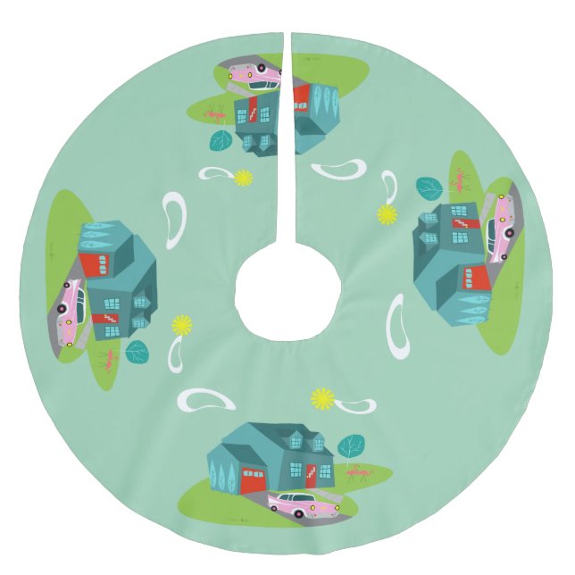 Retro Suburban House Julgran Skirt Julgransmatta Borstad Polyester (Framsidan)