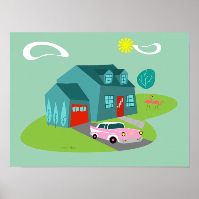 Retro Suburban House Poster (Framsidan)