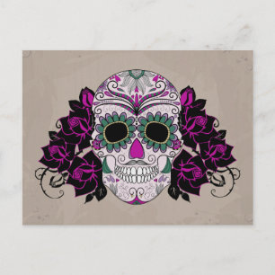 Retro Sugar Skull Vykort