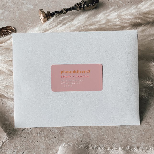 Retro Summer | Adressetiketter av Rosa och Orange  (Skapare uppladdad)