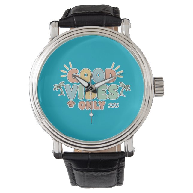 Retro Summer Beach Aesthetic Pastel Typography Art Armbandsur (Framsida)