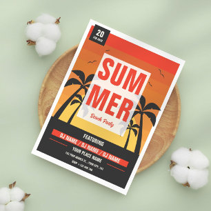 Retro Summer Beach Party-inbjudan Inbjudningar