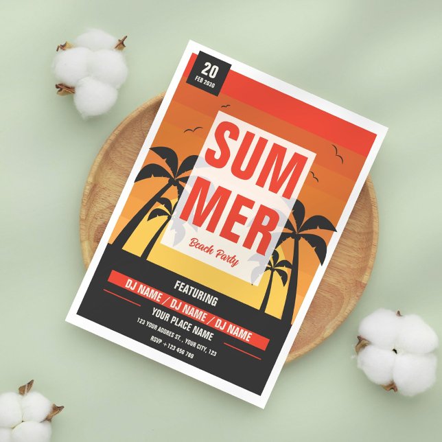 Retro Summer Beach Party-inbjudan Inbjudningar (Skapare uppladdad)