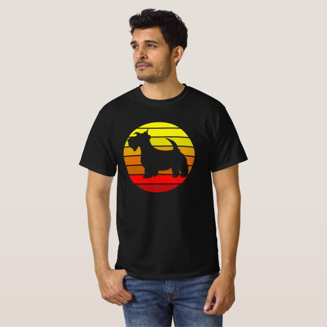 Retro Summer Beach Scottish Terrier Hund T Shirt (Hel framsida)