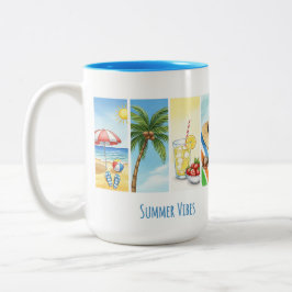 Retro Summer Beach Vibes Sublimation Mug – Vintage Två-Tonad Mugg