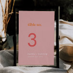 Retro Summer | Bordsnummer av Rosa och Orange<br><div class="desc">Bordsnumret för rosa och orange före sommaren är perfekt för ett färglöst bröllop. Den unika moderna vintagens utformning har en rosa, stark orange och en pulserande palett med tropisk strandviber från roligt med färg. Kortet skrivs ut på framsidan och baksidan (dubblan). Objekt skrivs ut exakt som de visas på skärm...</div>