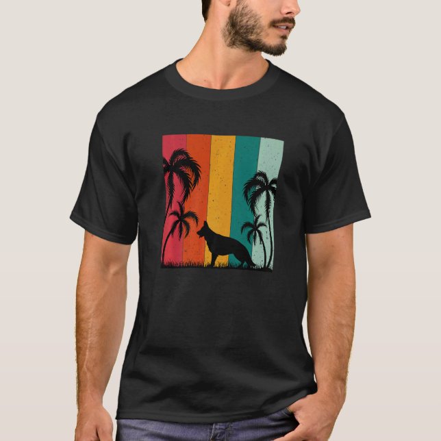 Retro Summer Coola German Shepherd Hund Summer Vac T Shirt (Framsida)
