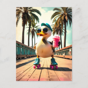 Retro Summer Funny Roller Anka Helg Vykort