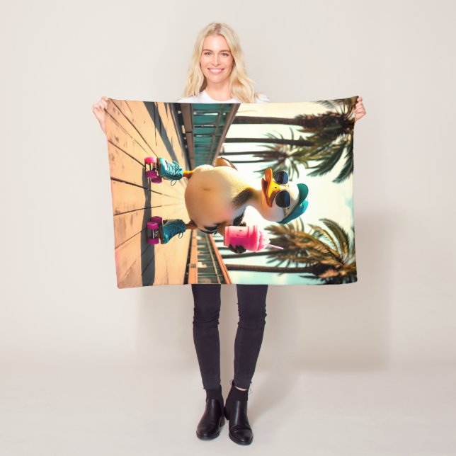 Retro Summer Funny Roller Duck Fleecefilt (På plats)