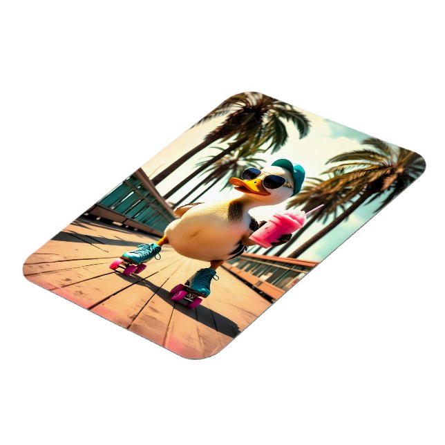 Retro Summer Funny Roller Duck  Magnet (Vänstra Sidan)