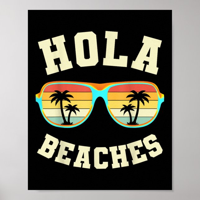 Retro Summer Hola Beacher Funny Beach Vacation Vin Poster (Framsidan)