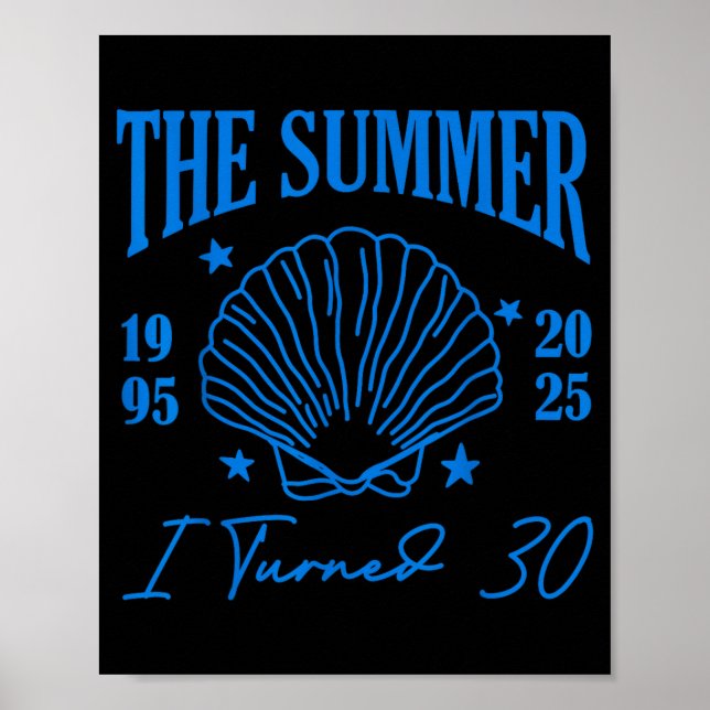 Retro Summer I Turn 30 Seashell Coastal Beach Summ Poster (Framsidan)