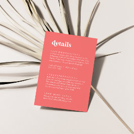 Retro Summer | Information om Shock rosa Bröllop Tilläggskort