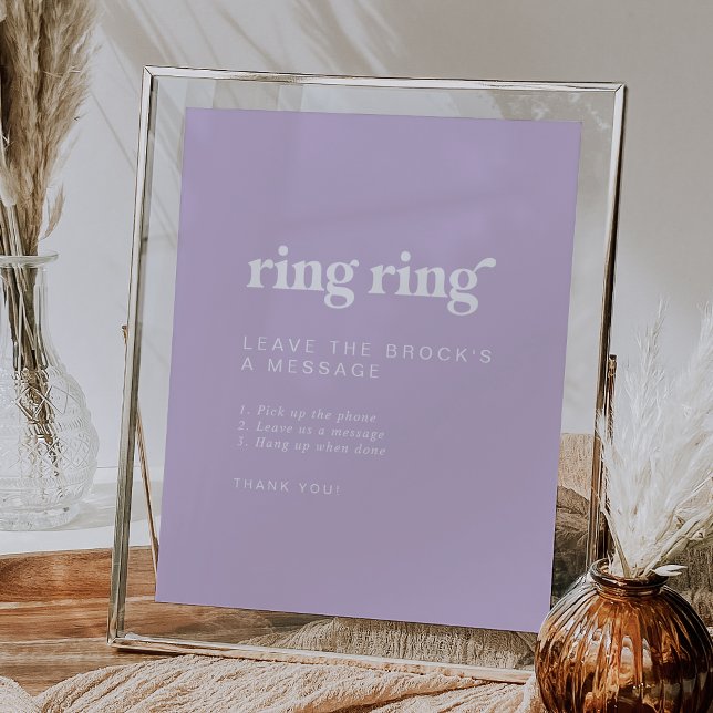 Retro Summer Lavender Audio Guestbook Bröllop-teck Poster (Retro Summer Lavender Audio Guestbook Wedding Sign)