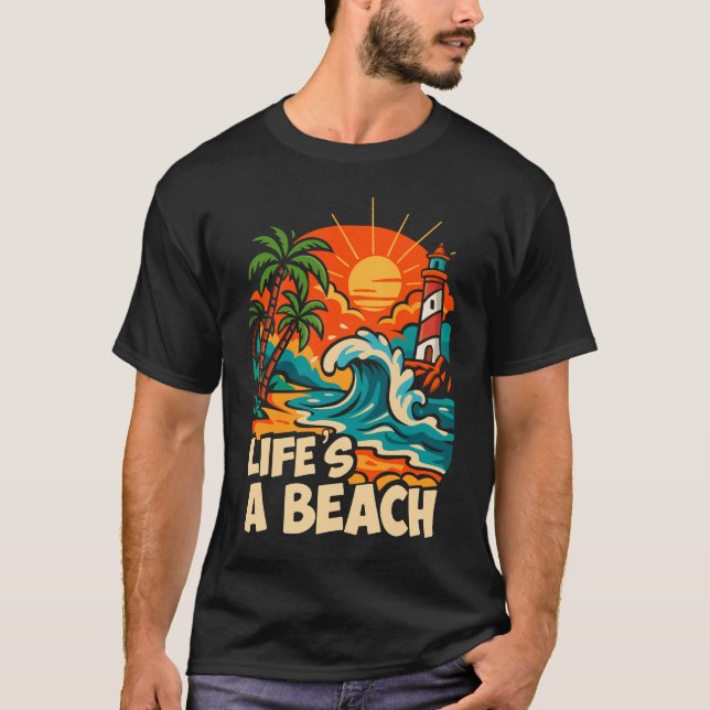 Retro Summer ‘life is a beach” Shirt T (Framsida)