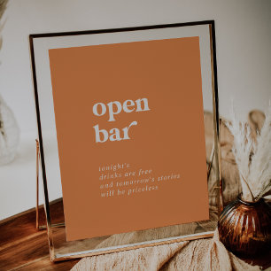 Retro Summer Orange Bröllop Open Pub-tecken Poster