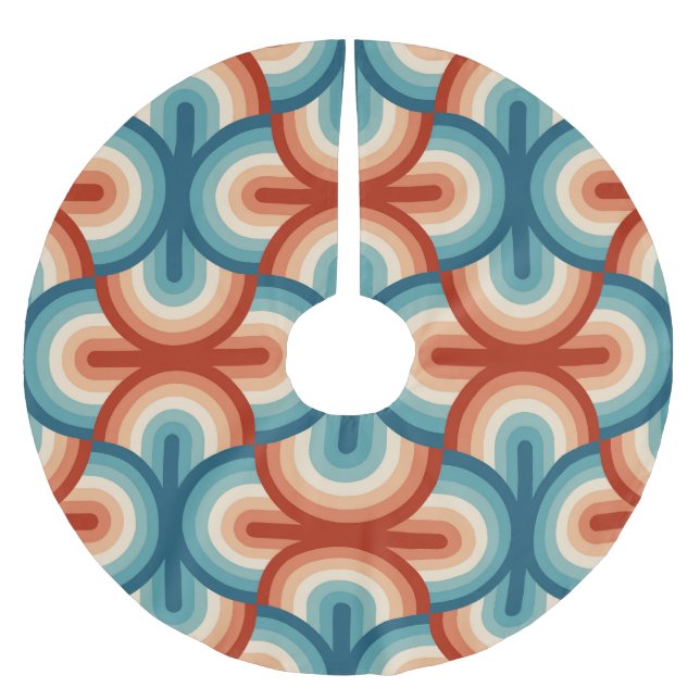 Retro Summer Rainbow Rand Mönster Julgransmatta Borstad Polyester (Framsidan)