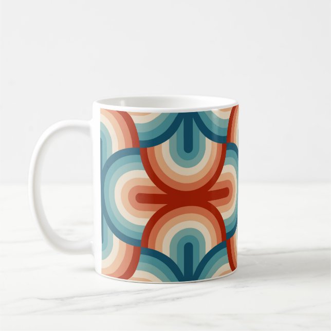 Retro Summer Rainbow Rand Mönster Kaffemugg (Vänster)