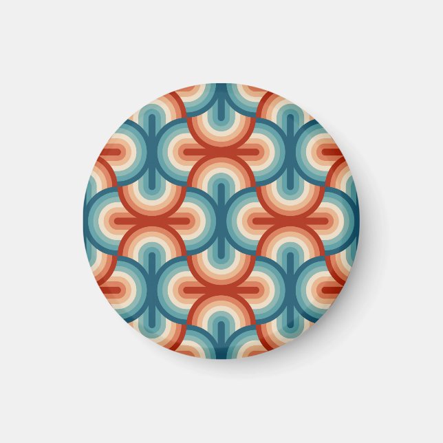 Retro Summer Rainbow Rand Mönster Magnet (Framsidan)
