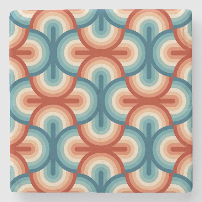 Retro Summer Rainbow Rand Mönster Stenunderlägg (Framsidan)