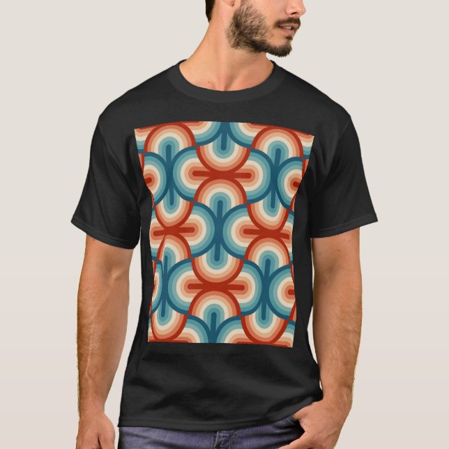 Retro Summer Rainbow Rand Mönster T Shirt (Framsida)