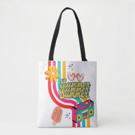 Retro Summer Rainbow Tote Bag Tygkasse