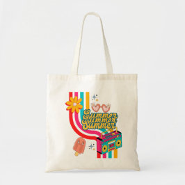 Retro Summer Rainbow Tote Bag Tygkasse