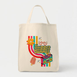 Retro Summer Rainbow Tote Bag Tygkasse