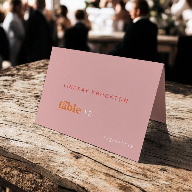 Retro Summer Rosa Orange DIY Bröllop Place Cards Inbjudningar (Retro Summer Pink Orange DIY Wedding Place Cards)