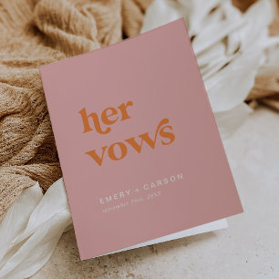 Retro Summer Rosa Orange Hennes Vows Bröllop Vow B Inbjudan