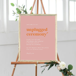 Retro Summer Rosa Orange Unplugged Ceremony-tecken Poster