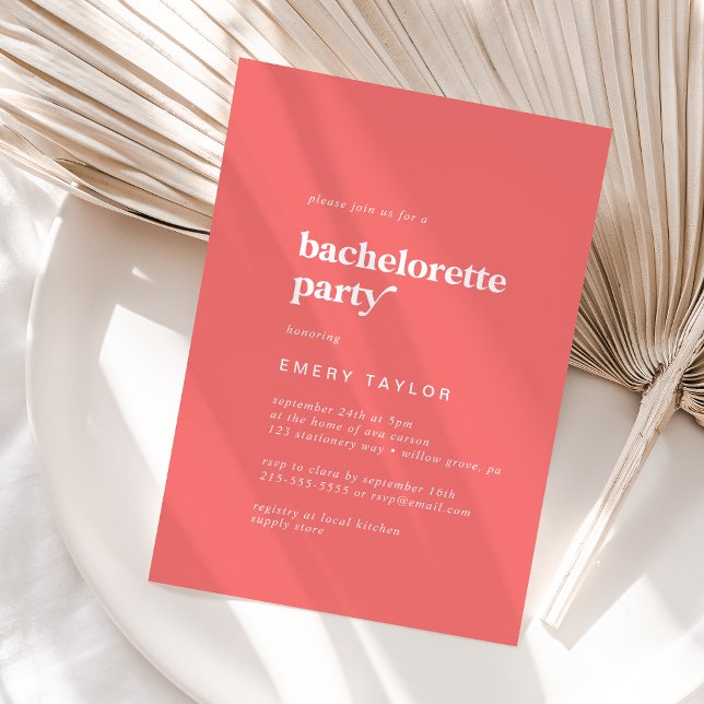 Retro Summer | Shock rosa Bachelorette Party Inbjudningar (Skapare uppladdad)