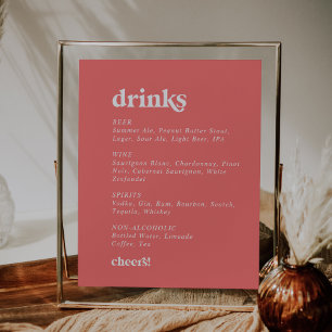 Retro Summer   Signering på menyn Shock rosa Drink Poster