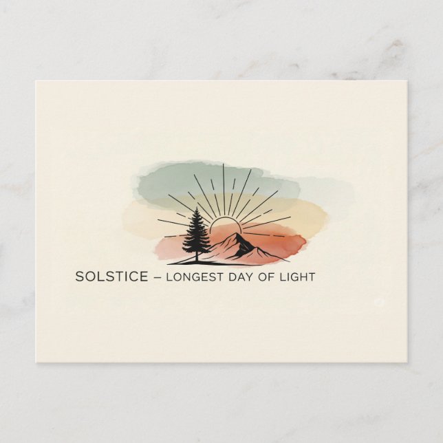 retro Summer Solstice Vykort (Framsida)