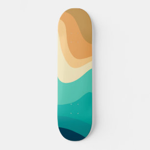 Retro Summer Swirl Wave #2 #minimum #decor #art Mini Skateboard Bräda 18,5 Cm