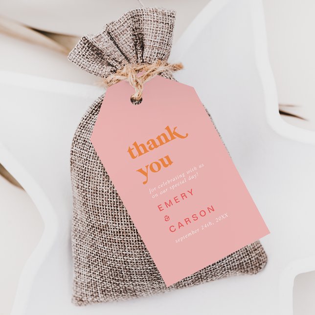 Retro Summer | Tack för Rosa och Orange Presentetikett (Skapare uppladdad)