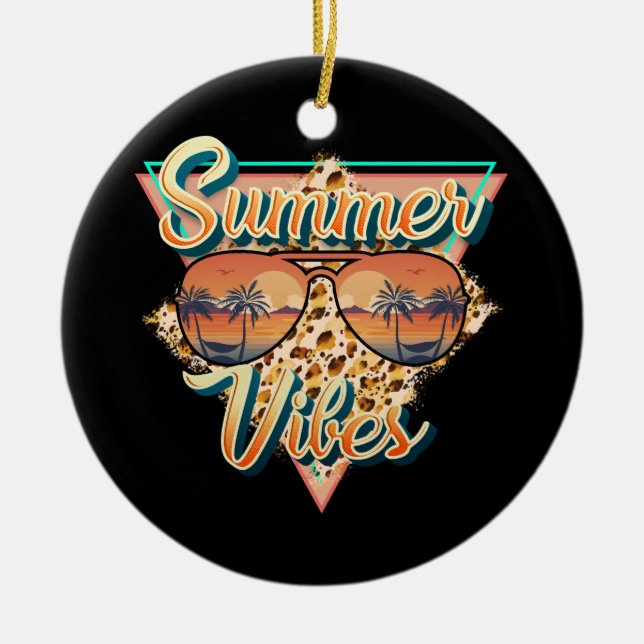 Retro Summer Vibes | Parssolnedgång Julgransprydnad Keramik (Framsidan)
