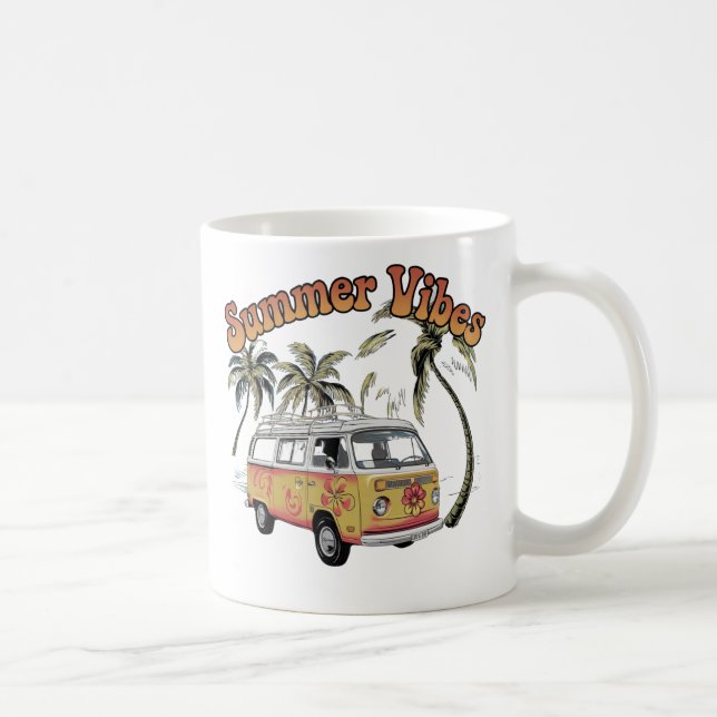 "Retro Summer Vibes Van Design - Perfekt för Beach Kaffemugg (Höger)