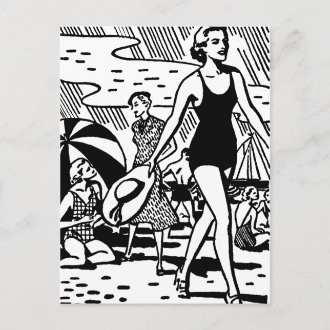 Retro Summer vid Beach Vykort (Framsida)