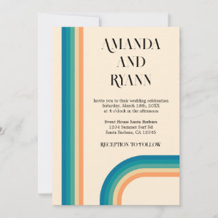 Retro Summer Vintage Unik QR-kod Bröllop Inbjudningar