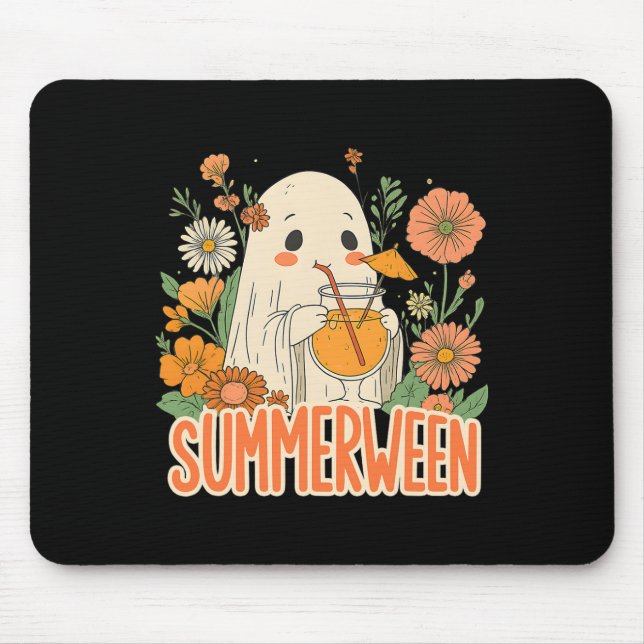 Retro Summerween Ghost Boho Blommigt Summer Hallow Musmatta (Framsidan)