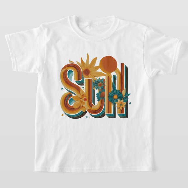 Retro Sun 70-tals Estetisk Blommig Grafisk T-Shirt (Laydown)