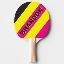 Retro Sun Glow Djärva Ränder med Namn Pingisracket