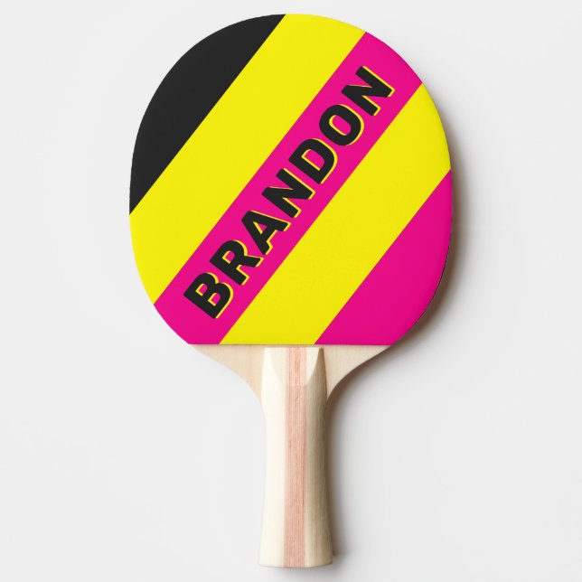 Retro Sun Glow Djärva Ränder med Namn Pingisracket (Framsidan)