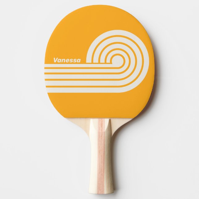 Retro Sun Kissed Dual Curl Ränder med Namn Pingisracket (Framsidan)