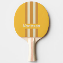 Retro Sun Mustardgula Randiga Streck med Namn Pingisracket