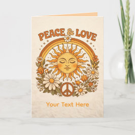 Retro Sun Peace and Love Art Card Kort
