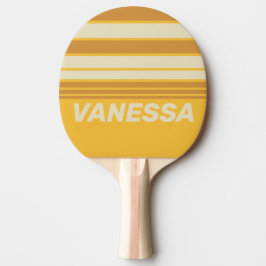 Retro Sun shine Senap Horisont Randig med namn Pingisracket