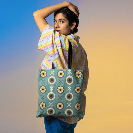 Retro sunblommor tygkasse