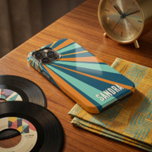 Retro Sunburst Anpassat Namn Vintage Groovy Radial